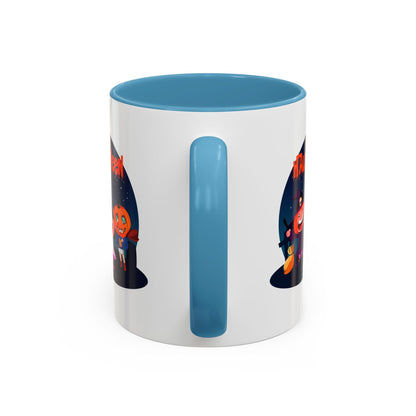 Accent Coffee Mug - Super kiddo wearing pumpkin - [[{"value":"Wonderwear Kid"}]]