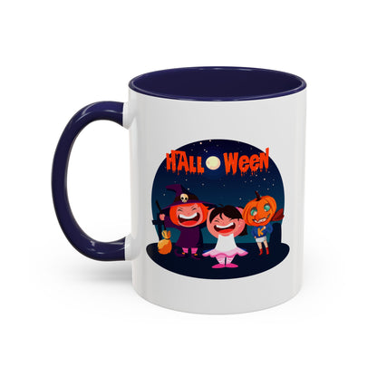 Accent Coffee Mug - Super kiddo wearing pumpkin - [[{"value":"Wonderwear Kid"}]]