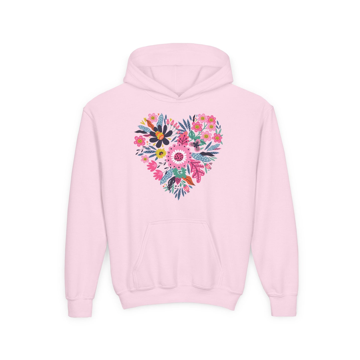 Youth Heavy Blend Hooded Sweatshirt - Flower hearts