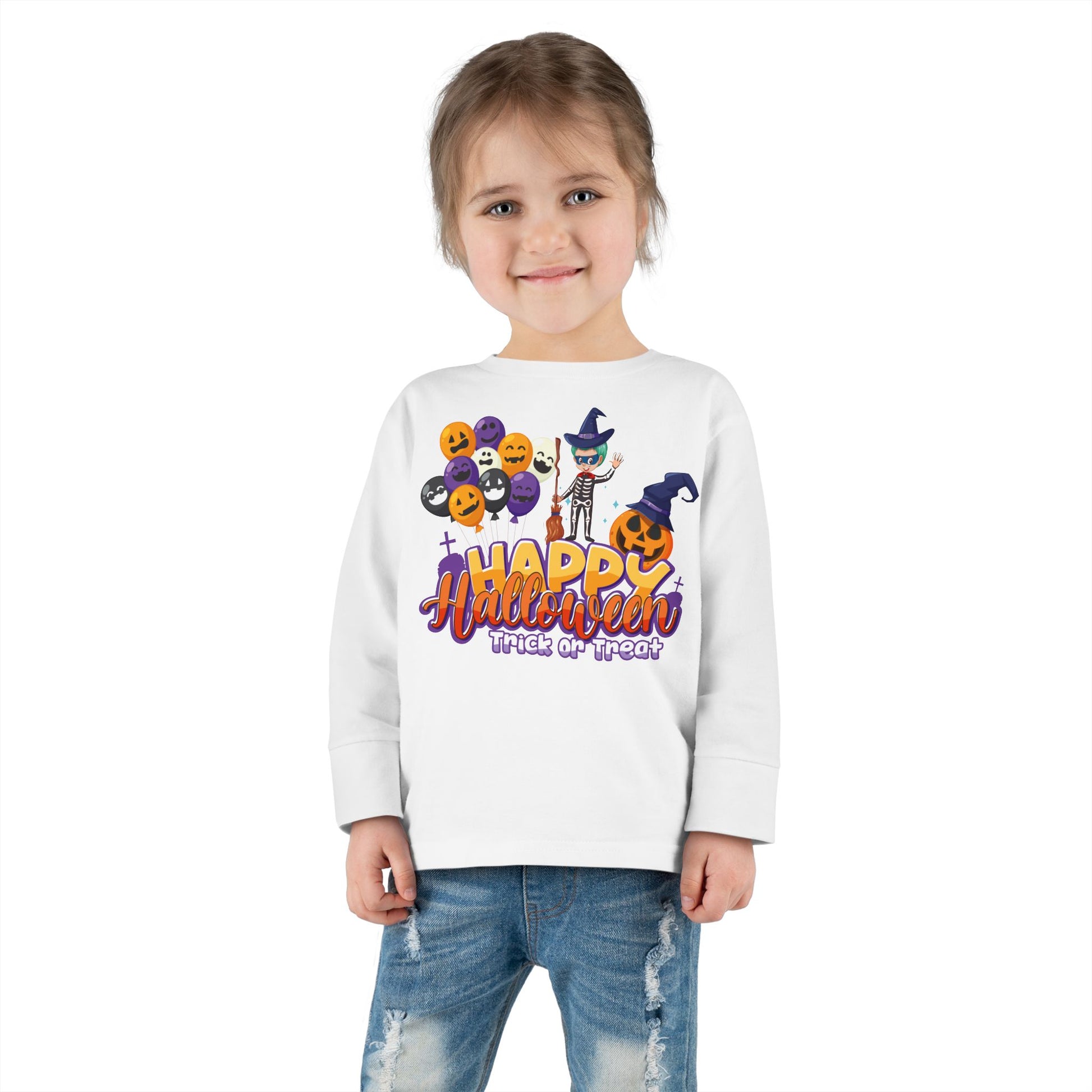 Toddler Long Sleeve Tee - Happy halloween trick or treat - [[{"value":"Wonderwear Kid"}]]