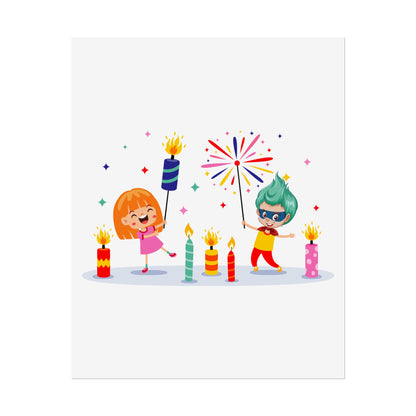 Rolled Posters - Super kiddo lighting fireworks - [[{"value":"Wonderwear Kid"}]]
