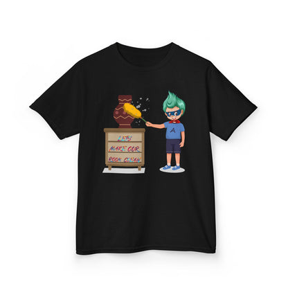 Kids Heavy Cotton™ Tee - Super kiddo cleaning a vase - [[{"value":"Wonderwear Kid"}]]