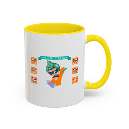 Accent Coffee Mug - Super kiddo how to brush teeth - [[{"value":"Wonderwear Kid"}]]