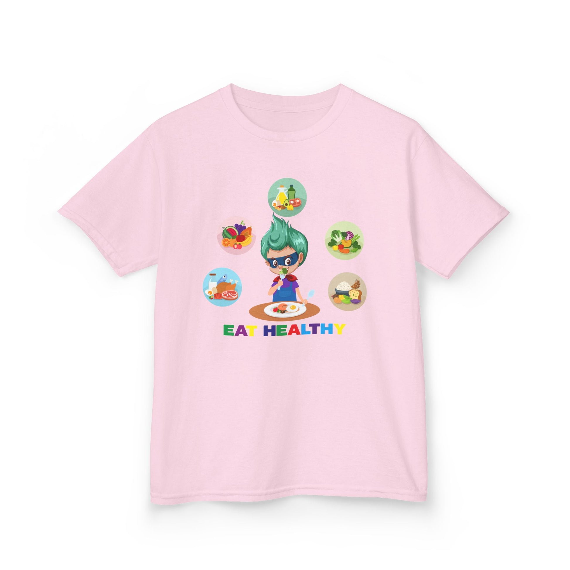 Kids Heavy Cotton™ Tee - Supper kiddo showing healthy food to eat - [[{"value":"Wonderwear Kid"}]]
