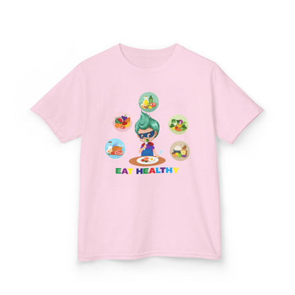 Kids Heavy Cotton™ Tee - Supper kiddo showing healthy food to eat - [[{"value":"Wonderwear Kid"}]]