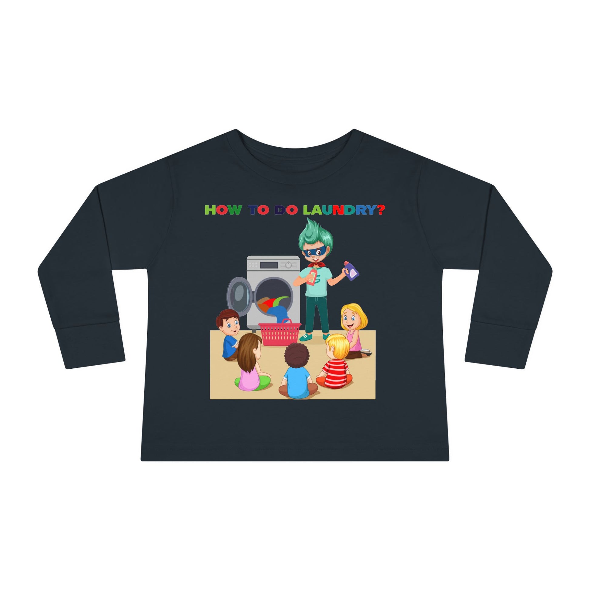 Toddler Long Sleeve Tee - super kiddo teaching laundry - [[{"value":"Wonderwear Kid"}]]