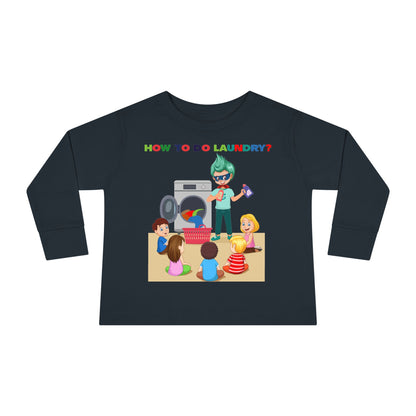 Toddler Long Sleeve Tee - super kiddo teaching laundry - [[{"value":"Wonderwear Kid"}]]