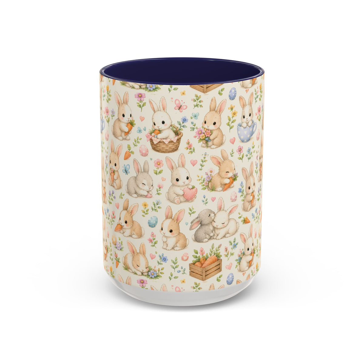 Accent Coffee Mug  (11/15 oz) - Pastel Bunny Garden Easter
