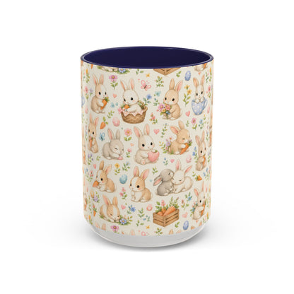 Accent Coffee Mug  (11/15 oz) - Pastel Bunny Garden Easter