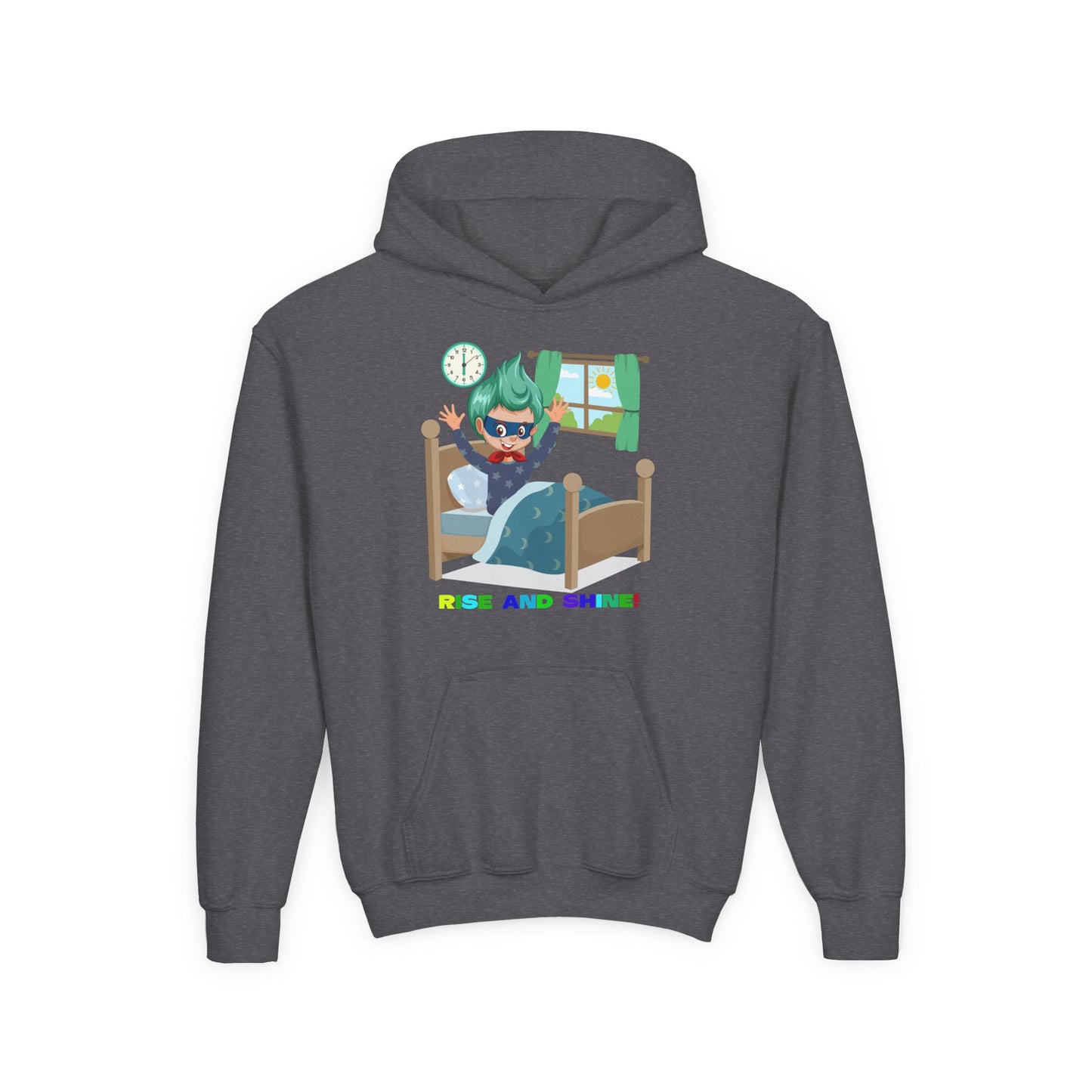 Youth Heavy Blend Hooded Sweatshirt - Super kiddo teaches us to wake up early