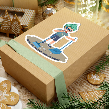 Kiss-Cut Stickers - Super kiddo sweeping floor - [[{"value":"Wonderwear Kid"}]]