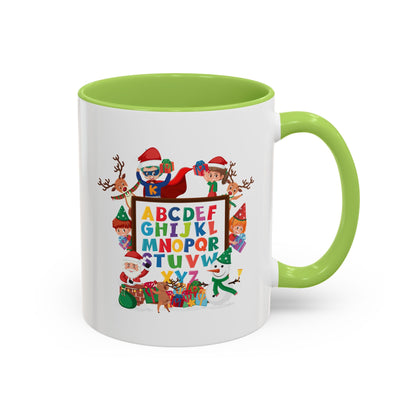 Accent Coffee Mug - Christmas alphabet with super kiddo - [[{"value":"Wonderwear Kid"}]]