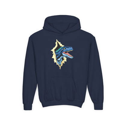 Youth Heavy Blend Hooded Sweatshirt -  Utah raptor dinosaur Printify