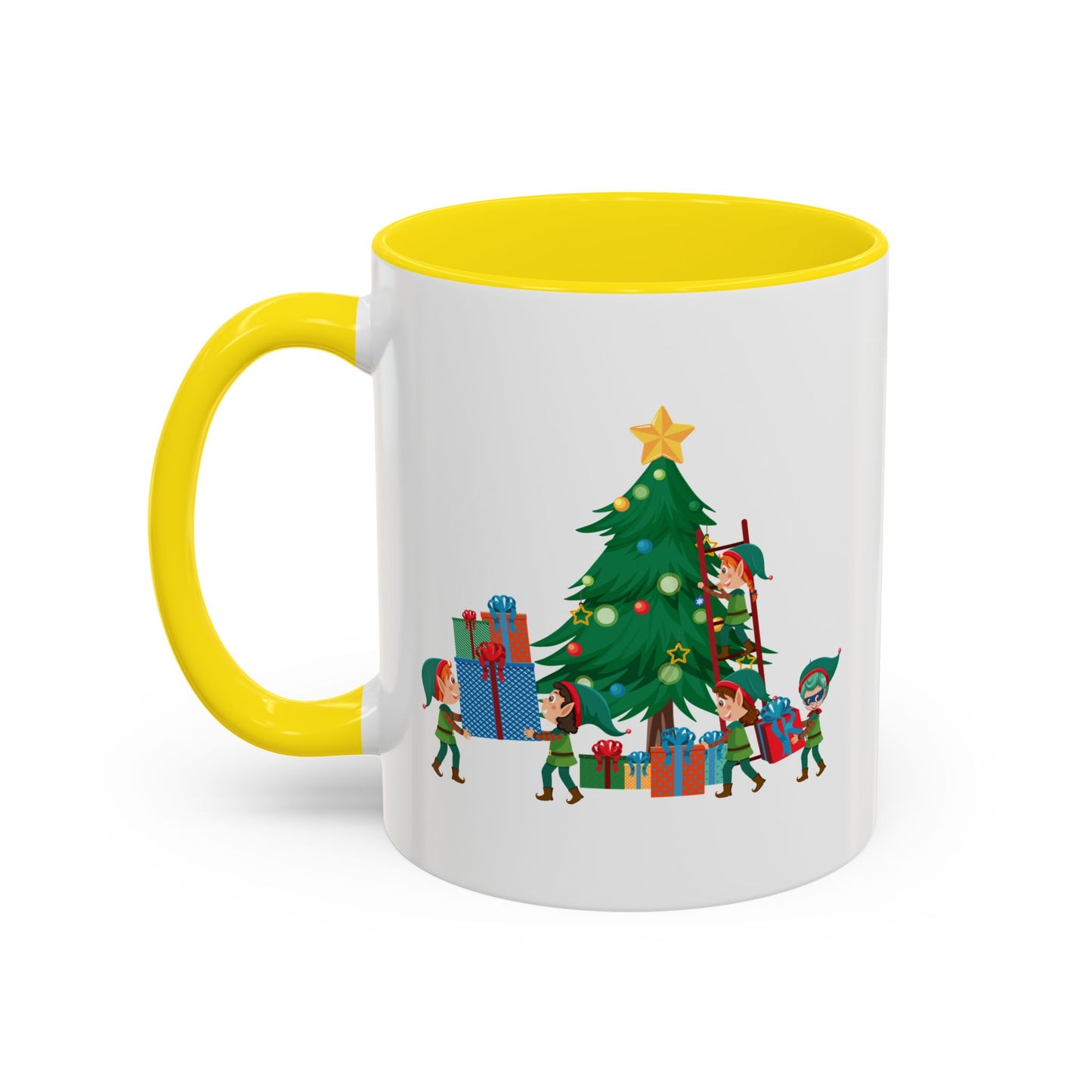 Accent Coffee Mug - Super kiddo putting gifts on christmas tree