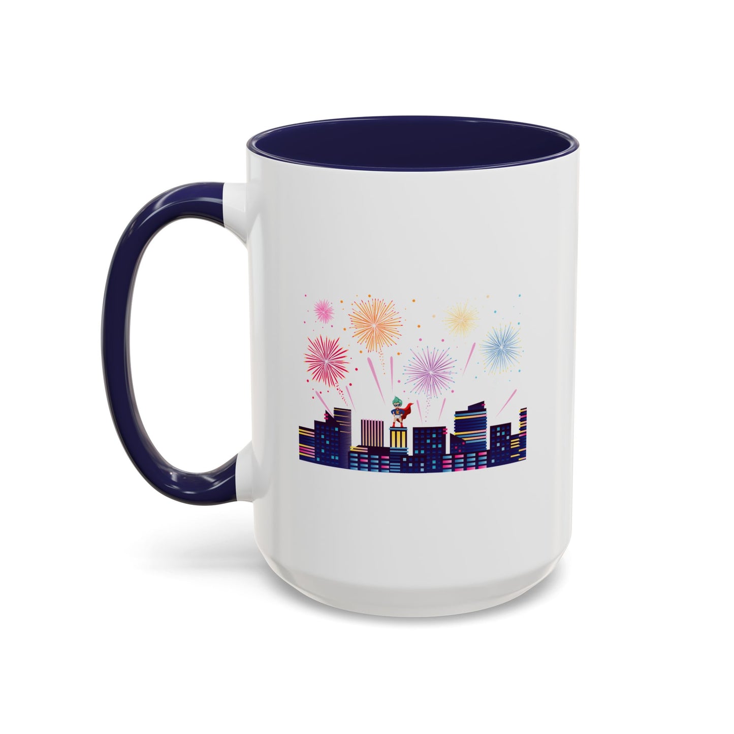 Accent Coffee Mug - Super kiddo with fireworks