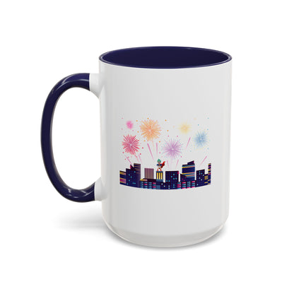 Accent Coffee Mug - Super kiddo with fireworks - [[{"value":"Wonderwear Kid"}]]
