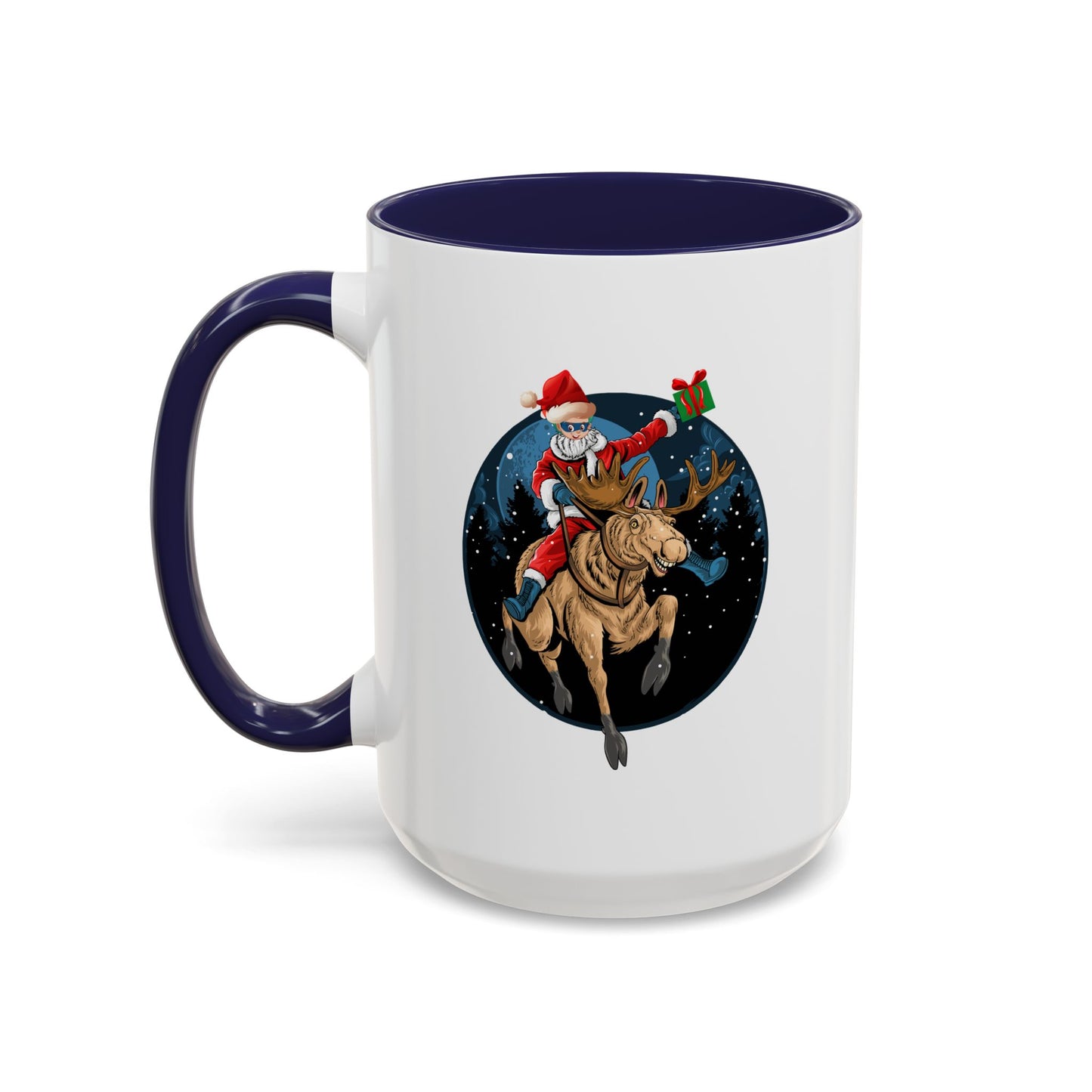 Accent Coffee Mug - Super kiddo riding a reindeer