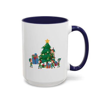 Accent Coffee Mug - Super kiddo putting gifts on christmas tree - [[{"value":"Wonderwear Kid"}]]