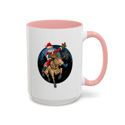 Accent Coffee Mug - Super kiddo riding a reindeer - [[{"value":"Wonderwear Kid"}]]