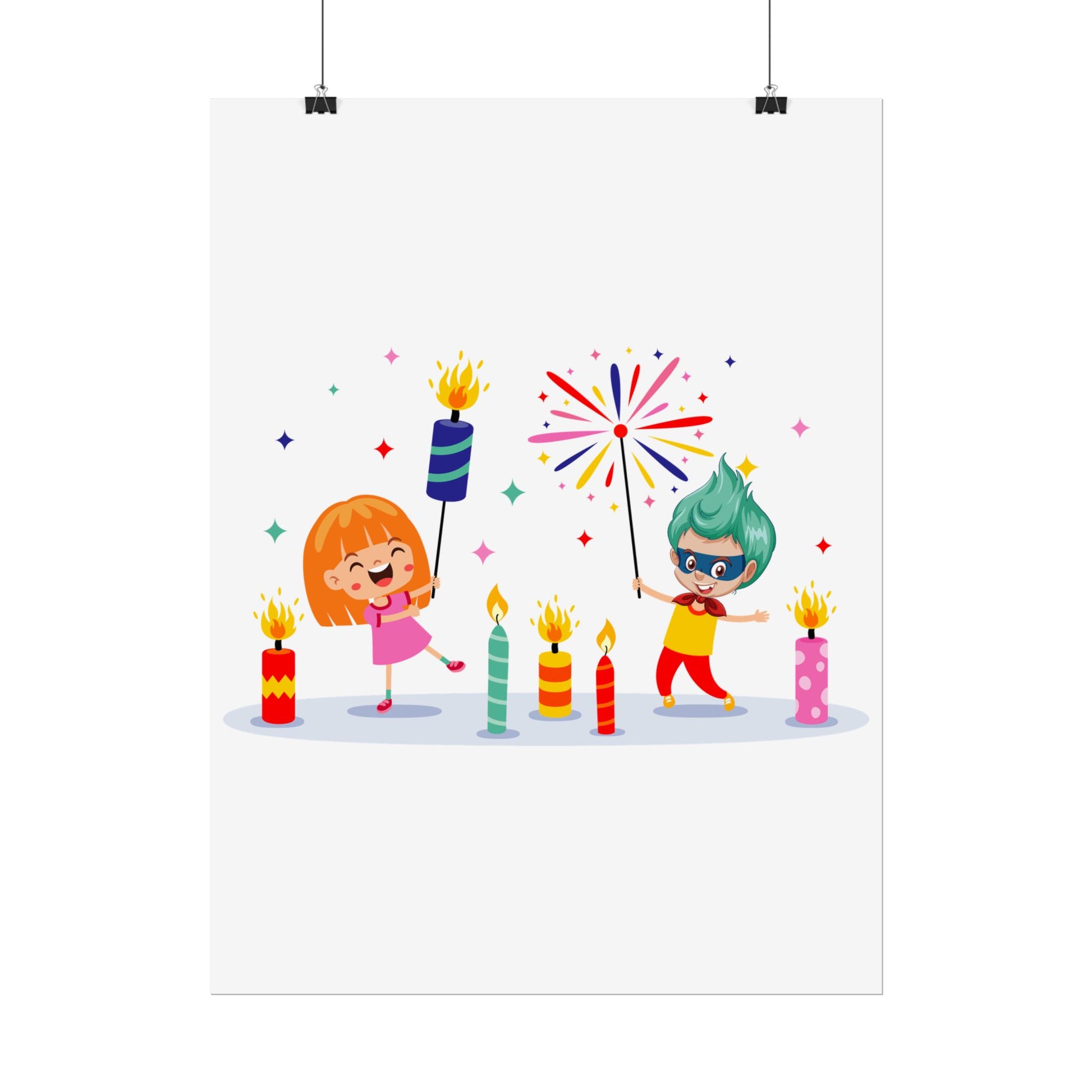 Rolled Posters - Super kiddo lighting fireworks - [[{"value":"Wonderwear Kid"}]]
