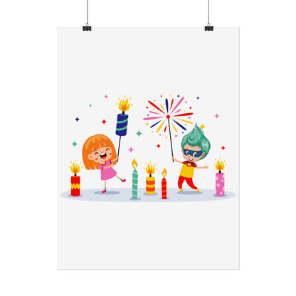 Rolled Posters - Super kiddo lighting fireworks - [[{"value":"Wonderwear Kid"}]]