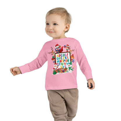 Toddler Long Sleeve Tee - Christmas alphabet with super kiddo - [[{"value":"Wonderwear Kid"}]]