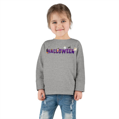 Toddler Long Sleeve Tee - Holloween word Printify