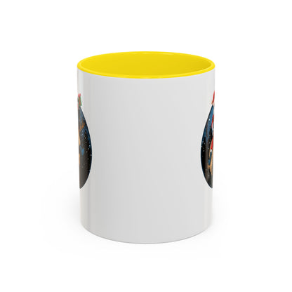 Accent Coffee Mug - Super kiddo riding a reindeer - [[{"value":"Wonderwear Kid"}]]