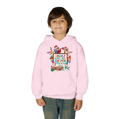 Youth Heavy Blend Hooded Sweatshirt - Christmas alphabet with super kiddo - [[{"value":"Wonderwear Kid"}]]