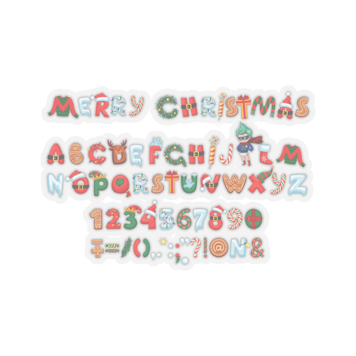 Kiss-Cut Stickers - Christmas alphabet - [[{"value":"Wonderwear Kid"}]]