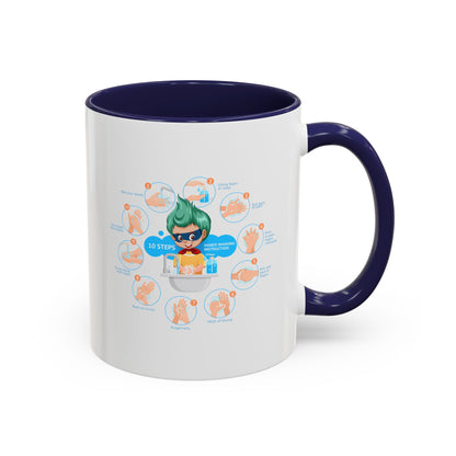 Accent Coffee Mug - Super kiddo hand washing steps - [[{"value":"Wonderwear Kid"}]]