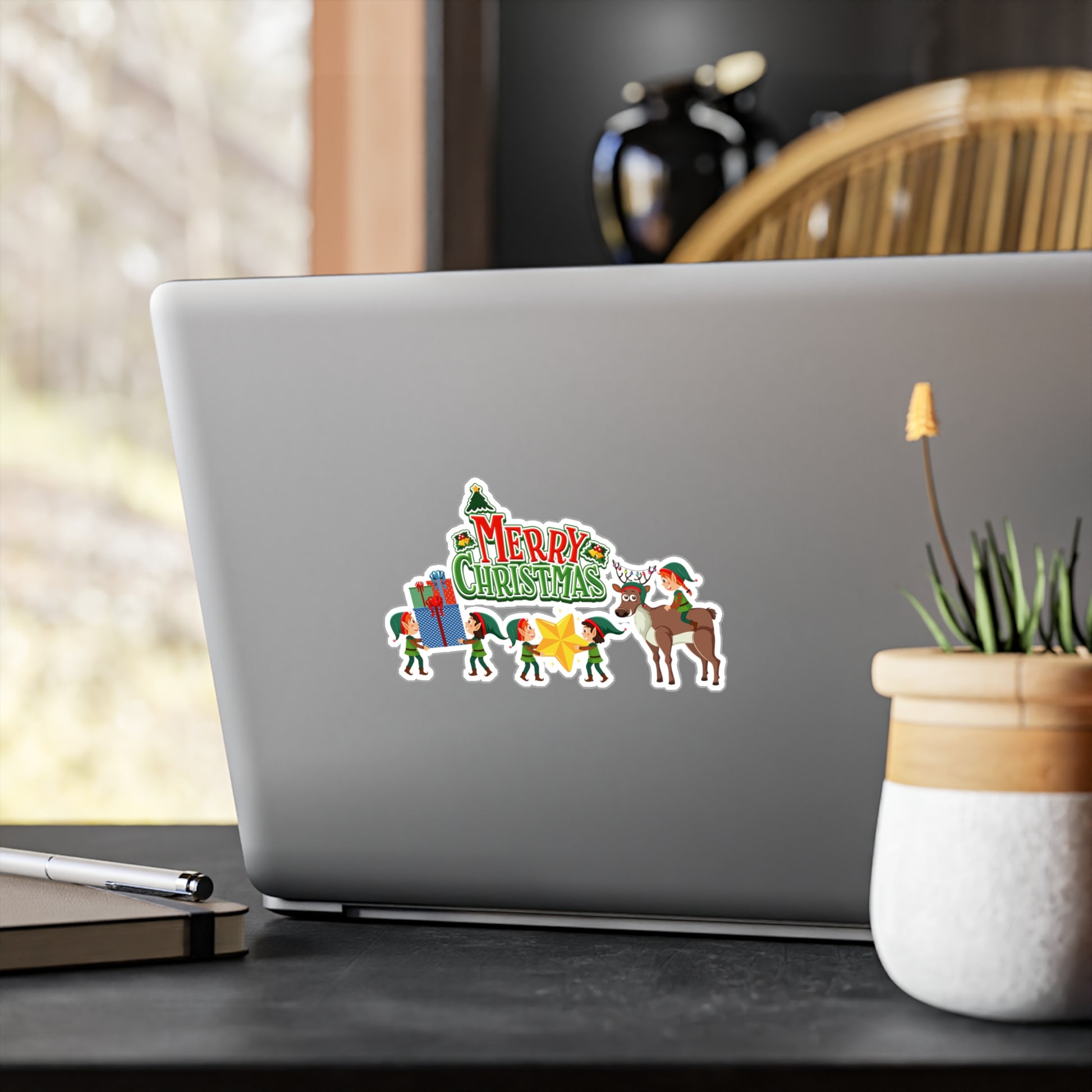 Christmas Kiss-Cut Vinyl Decals – Merry christmas and reindeer - [[{"value":"Wonderwear Kid"}]]