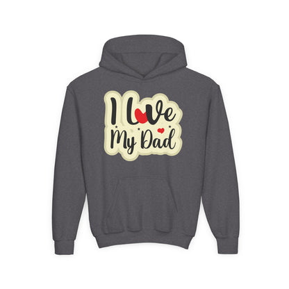 Youth Heavy Blend Hooded Sweatshirt - i love my dad Printify