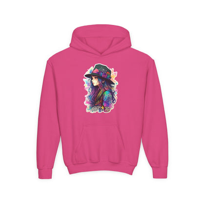 Youth Heavy Blend Hooded Sweatshirt - Beautiful Bohemian Floral Printify
