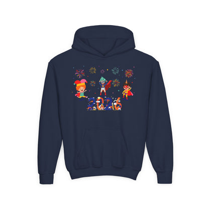 Youth Heavy Blend Hooded Sweatshirt - Super kiddo and other hero - [[{"value":"Wonderwear Kid"}]]