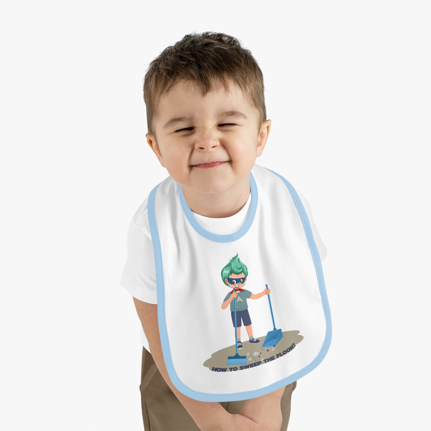 Baby Bib - Super kiddo sweeping floor