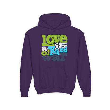 Youth Heavy Blend Hooded Sweatshirt - Love is Kind of War Printify