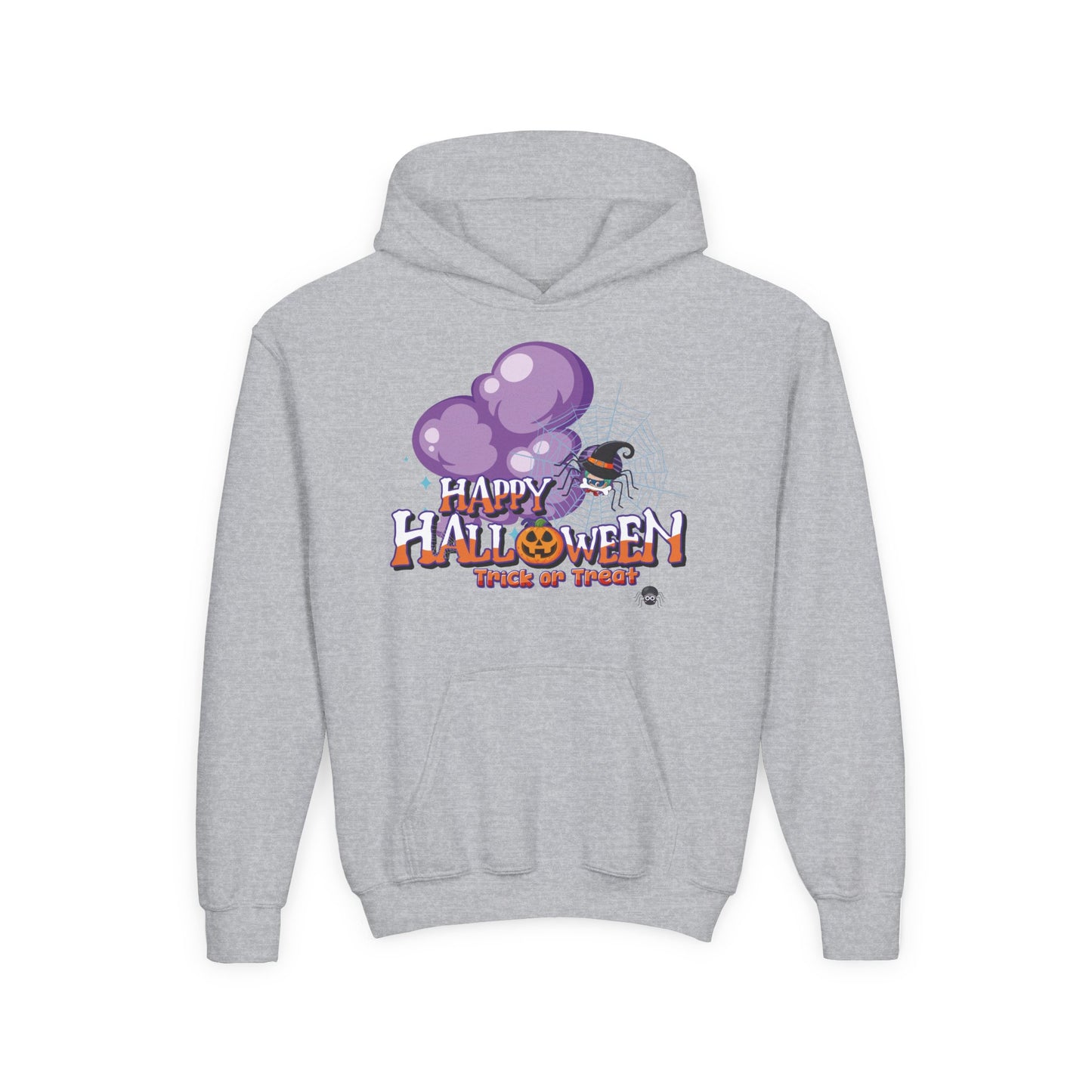 Youth Heavy Blend Hooded Sweatshirt - Happy holloween - spider kiddo