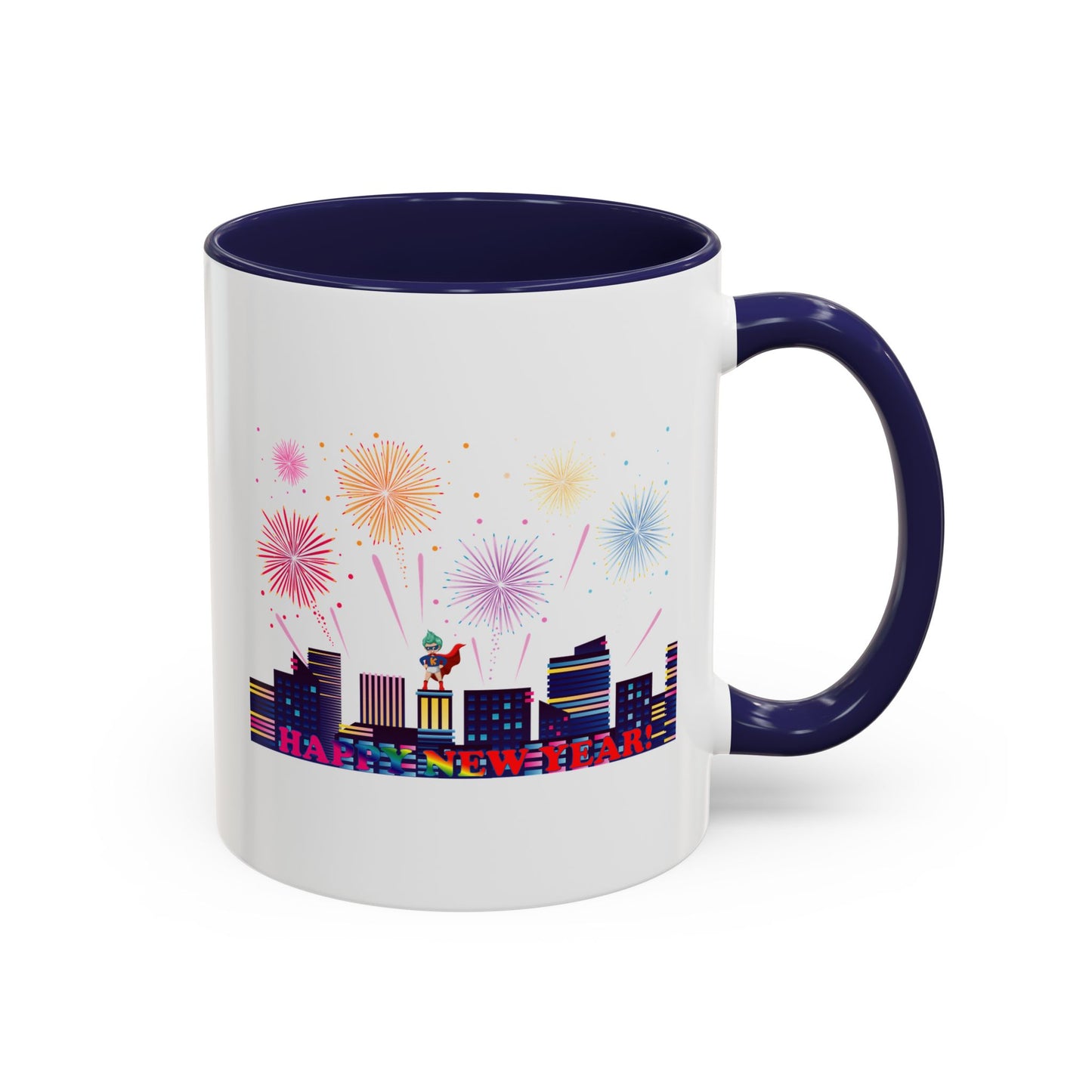 Accent Coffee Mug - Super kiddo with fireworks with text