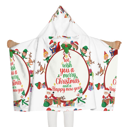 Youth Hooded Towel —  We Wish You a Merry Christmas - [[{"value":"Wonderwear Kid"}]]