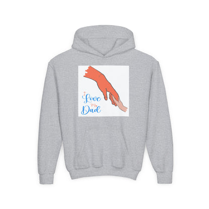 Youth Heavy Blend Hooded Sweatshirt -  Child and dad holding hands Printify