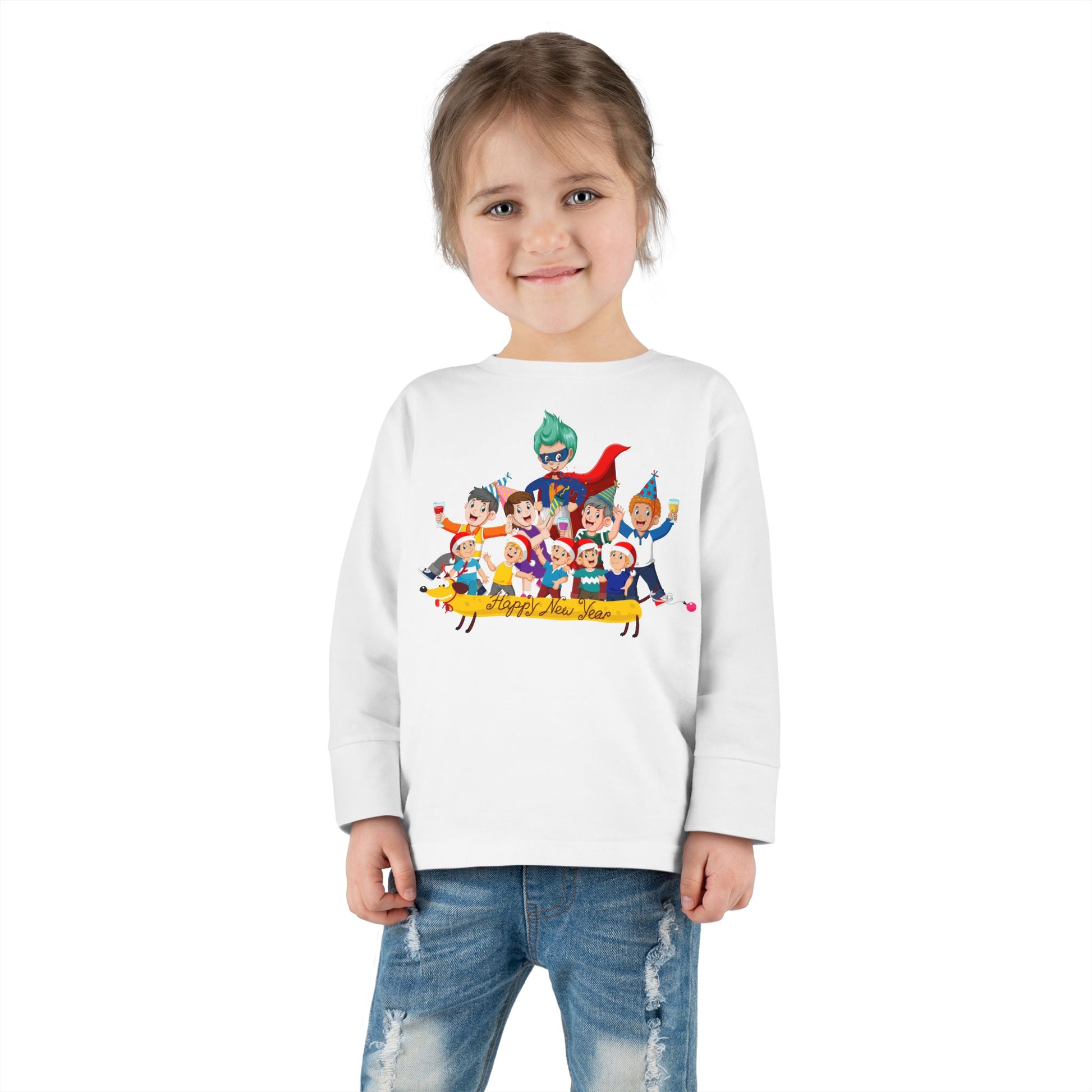 Toddler Long Sleeve Tee - Happy new year with friends - [[{"value":"Wonderwear Kid"}]]
