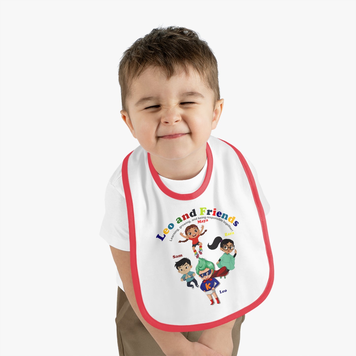 Baby Bib - Leo & Friends - Learning and growing