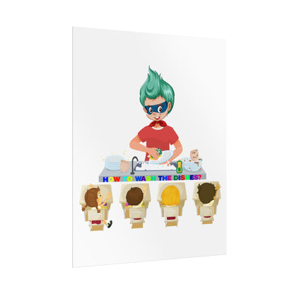 Rolled Posters - Little kiddo teaching to wash dishes - [[{"value":"Wonderwear Kid"}]]