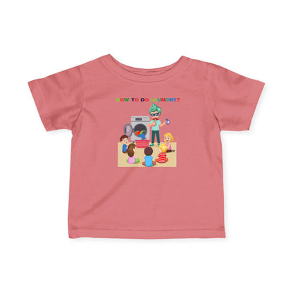 Infant Fine Jersey Tee - super kiddo teaching laundry - [[{"value":"Wonderwear Kid"}]]