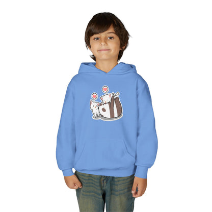 Youth Heavy Blend Hooded Sweatshirt - The Panda and Cat Printify