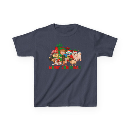 Kids Heavy Cotton™ Tee - Christmas with super kiddo pet friends with text - [[{"value":"Wonderwear Kid"}]]