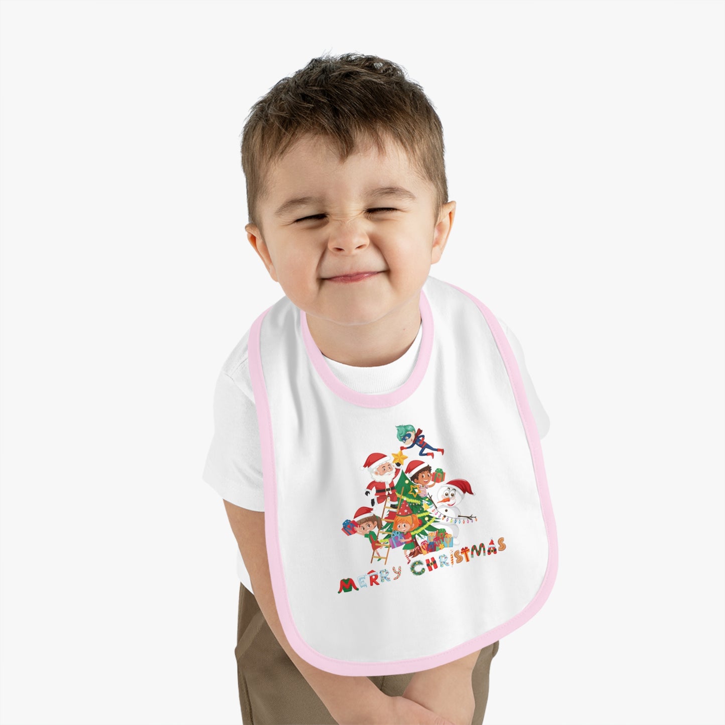 Baby Bib - Super kiddo making christmas tree with text