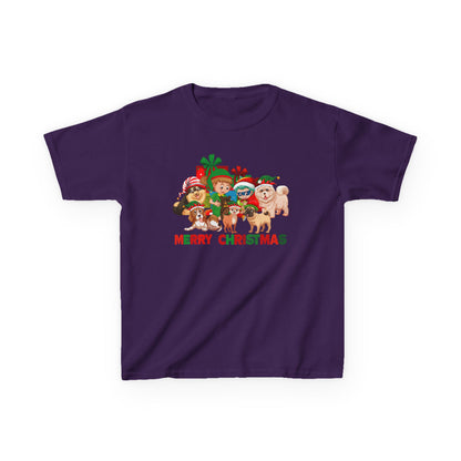 Kids Heavy Cotton™ Tee - Christmas with super kiddo pet friends with text - [[{"value":"Wonderwear Kid"}]]