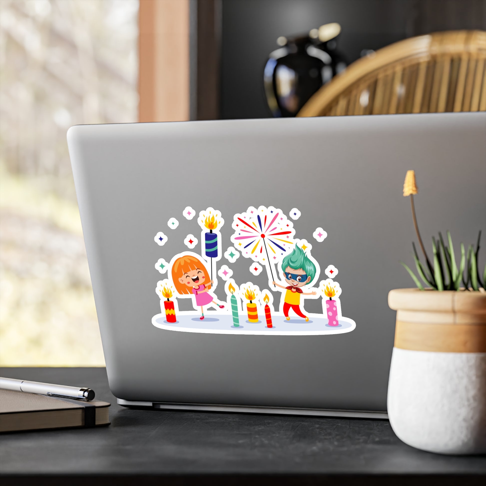 Christmas Kiss-Cut Vinyl Decals – Super kiddo lighting fireworks - [[{"value":"Wonderwear Kid"}]]